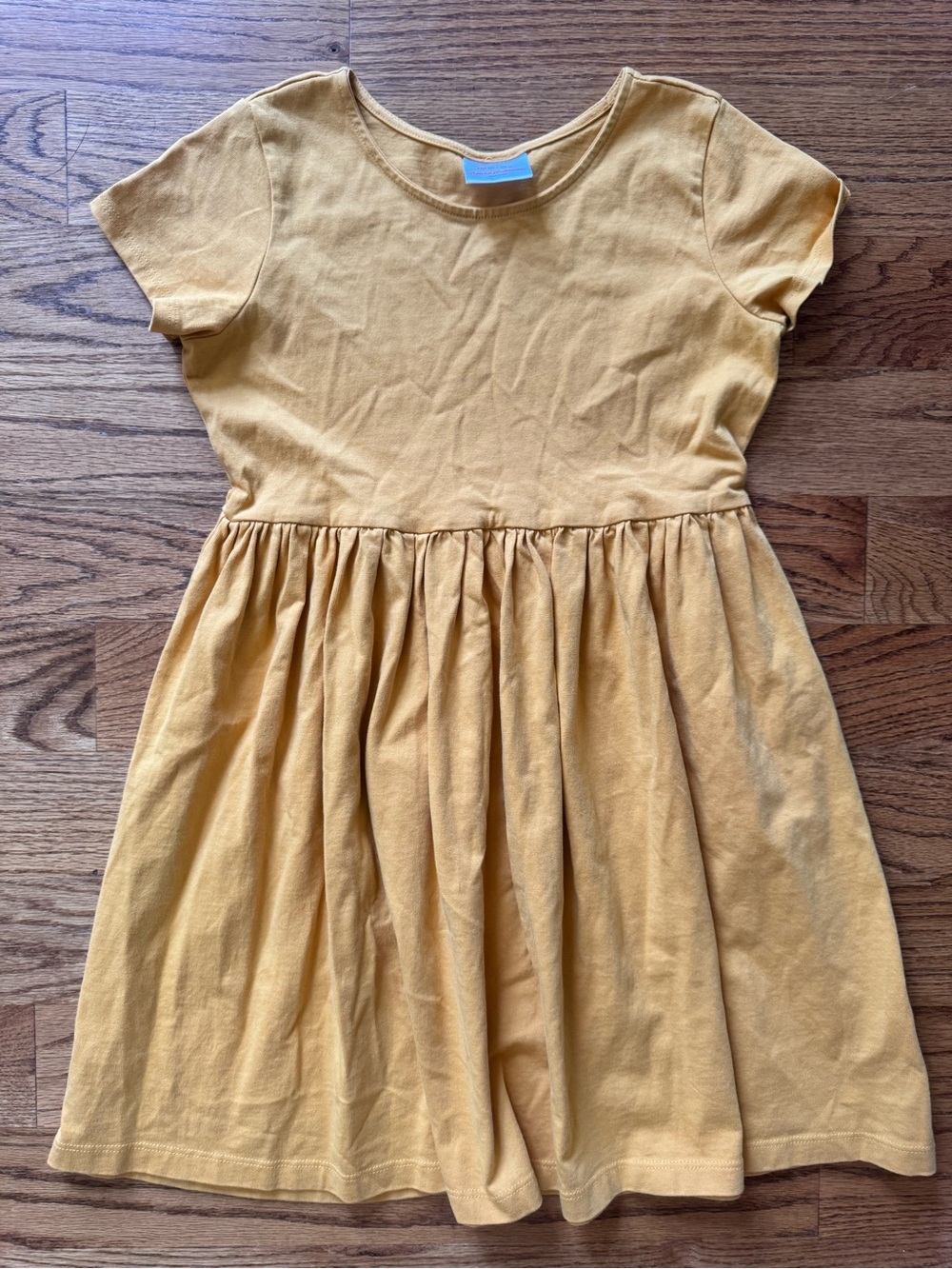 Hanna Andersson Mustard Short-Sleeve Gathered Dress